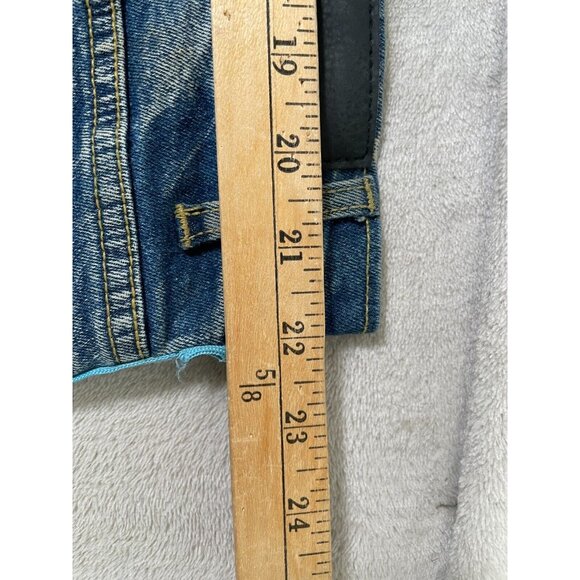 Men's FWRD Trashed Distressed Stacked Denim Jeans-Blue-Size 42 Inseam 32 - Picture 9 of 11